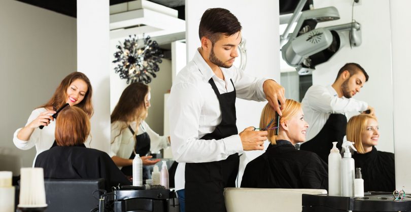 Client's having hair styled in hairdressing chairs
