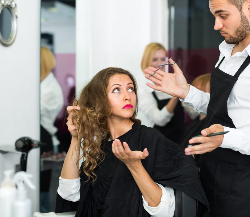 Salon client with a problem with her hair