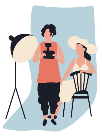 Illustration of model at a photo shoot