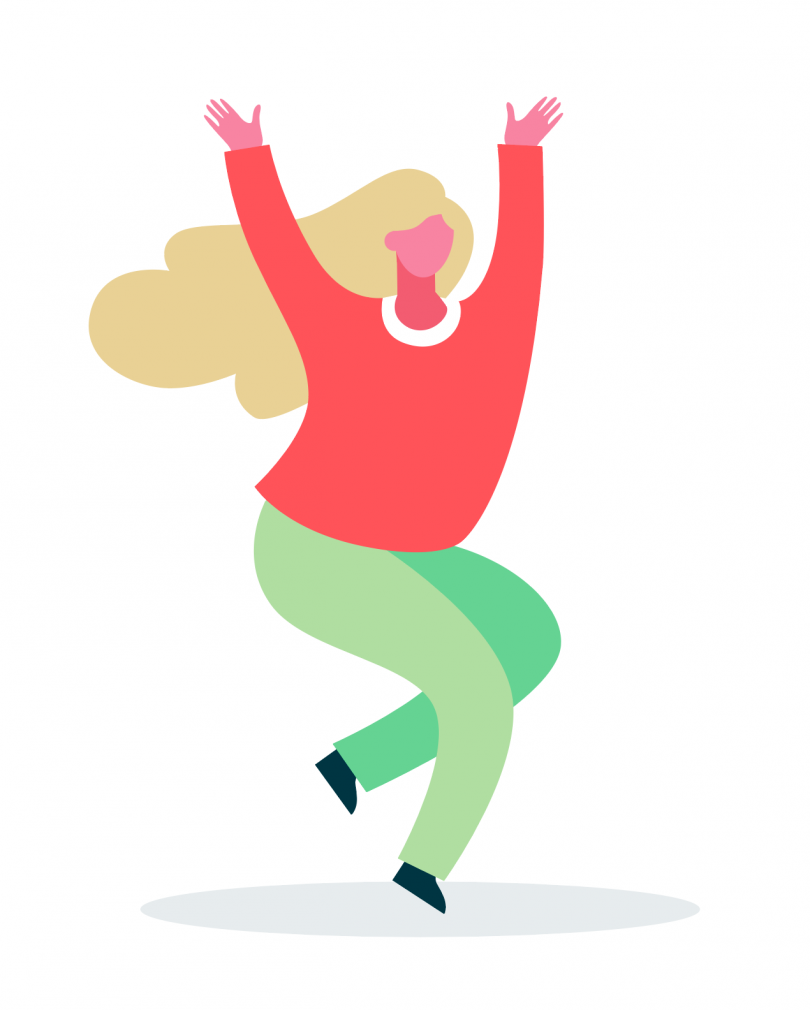 Illustration of lady with hands in the air