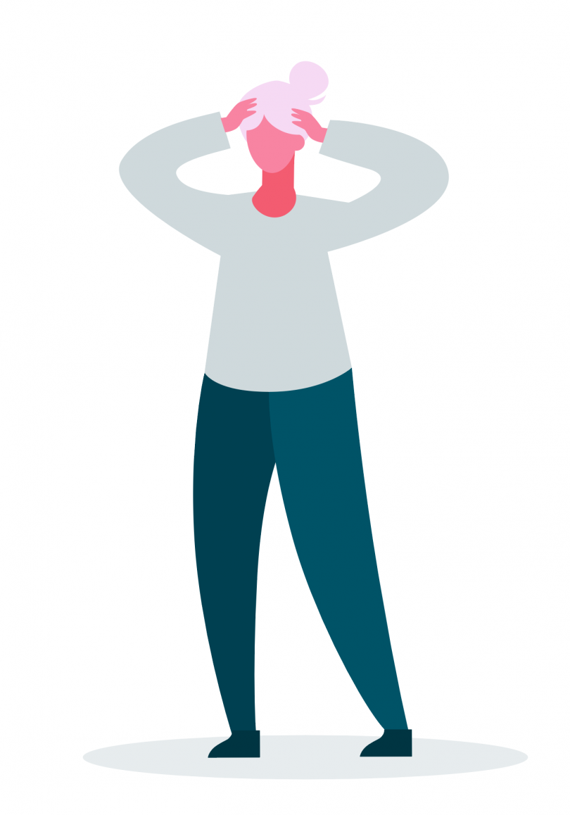 Illustration of lady scratching her head