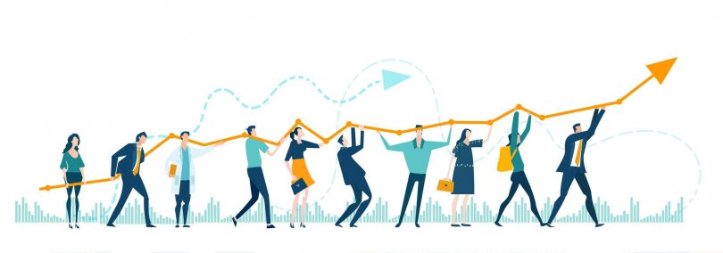 Illustration of team working together