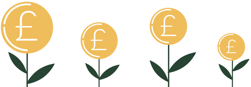 Illustration of money growing as flowers