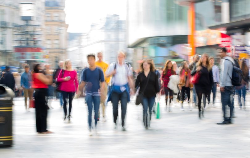 Blurred image of busy high street