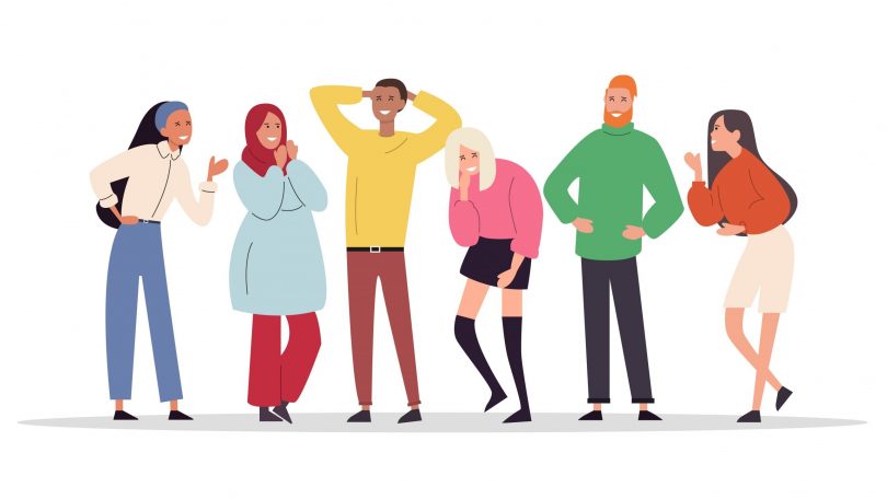 Illustration of a group of people chatting