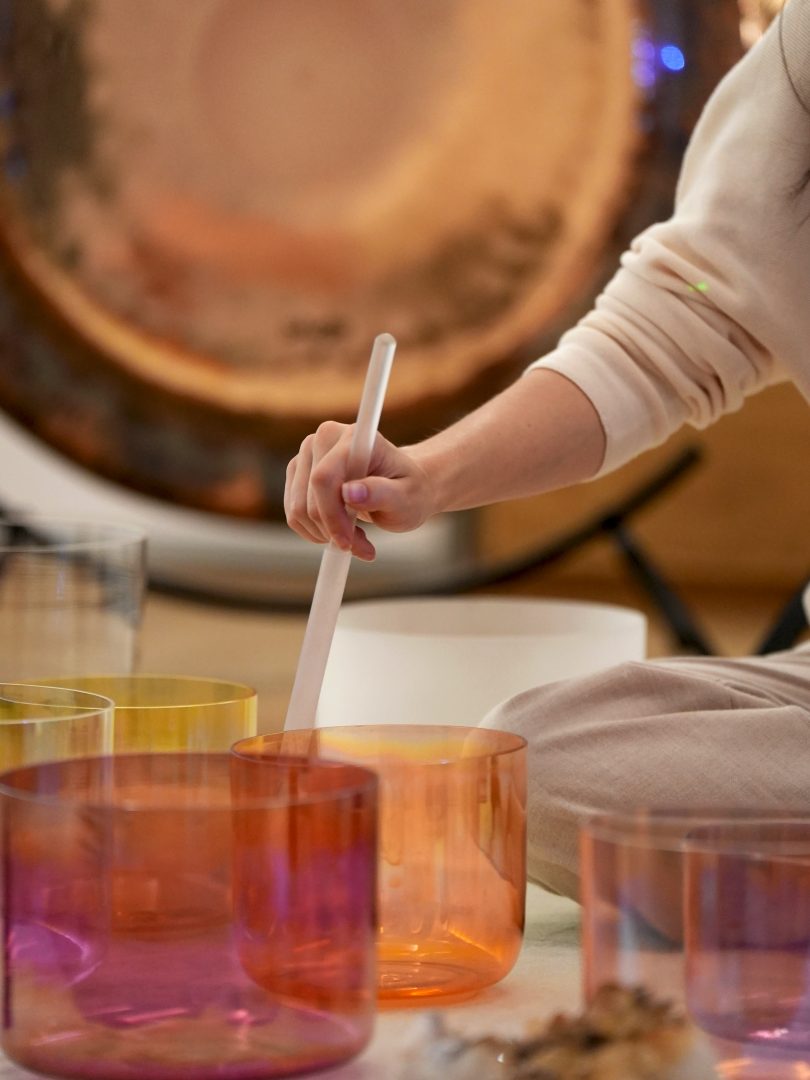 Harriet Emily singing bowls in studio